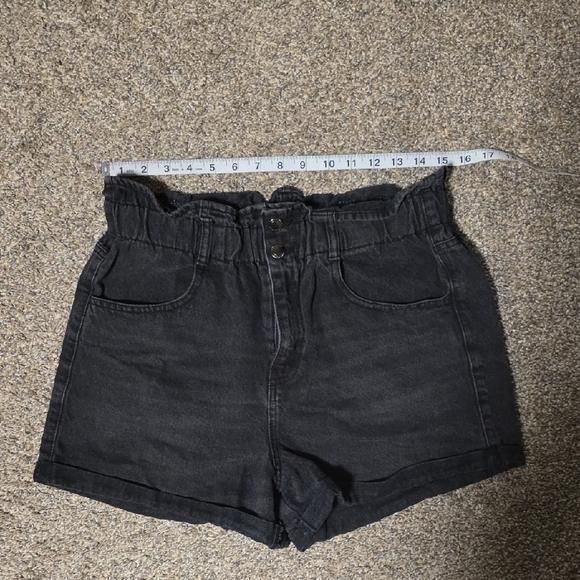 Elite Jeans Pants - High-Waist Black Paperbag Denim Shorts